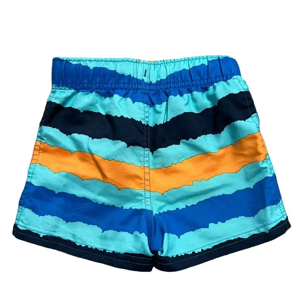 Cat & Jack 12m Orange & Blue Striped Swim Trunks